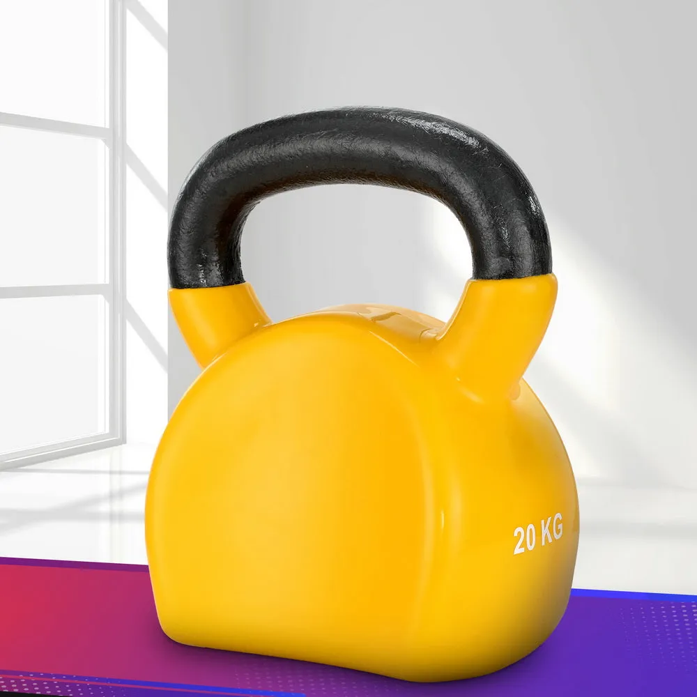 20kg PVC Neoprene Kettlebell Set with Flat Base – Everfit