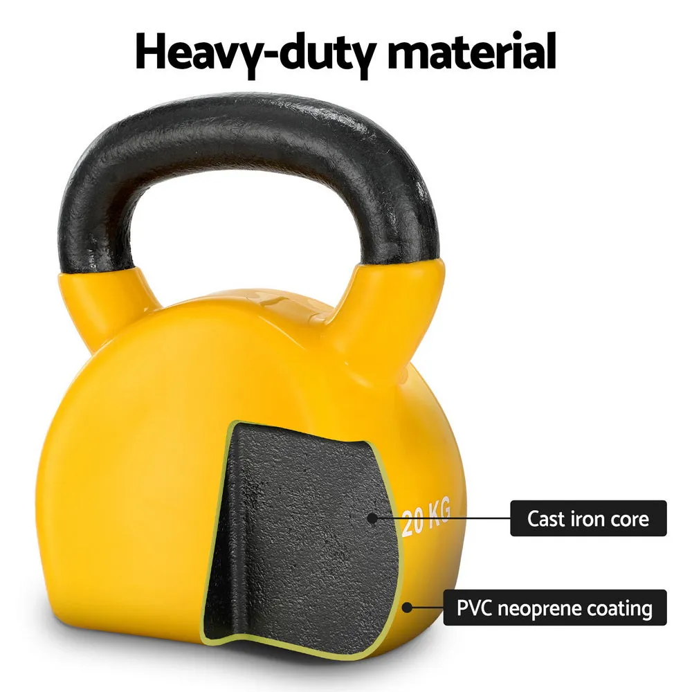 20kg PVC Neoprene Kettlebell Set with Flat Base – Everfit