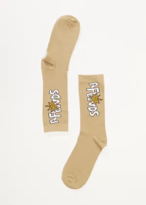 AFENDS Unisex Sunshine - Crew Socks - Cement