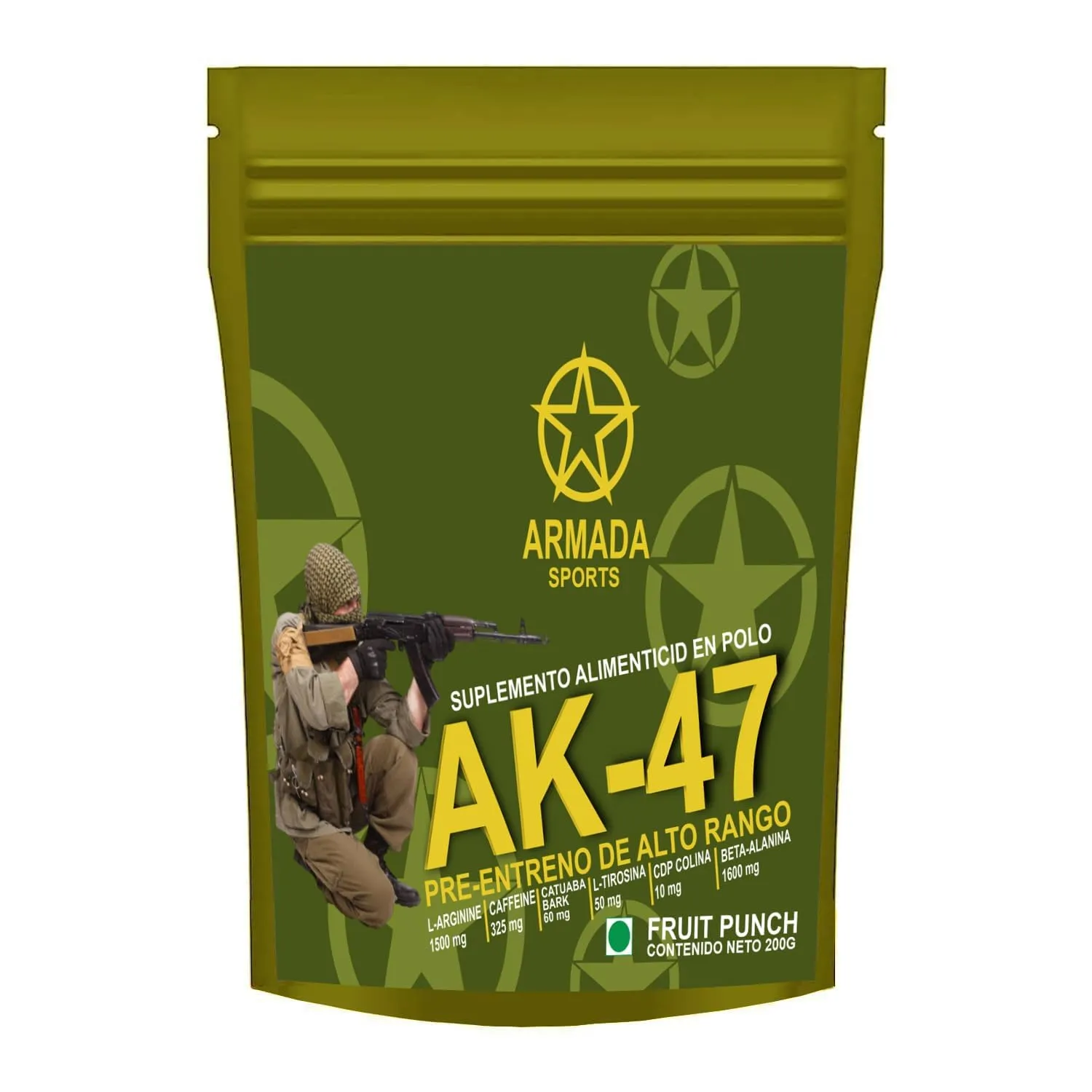 AK-47 Pre-workout Supplement, 200 Gram, Fruit Punch Flavour