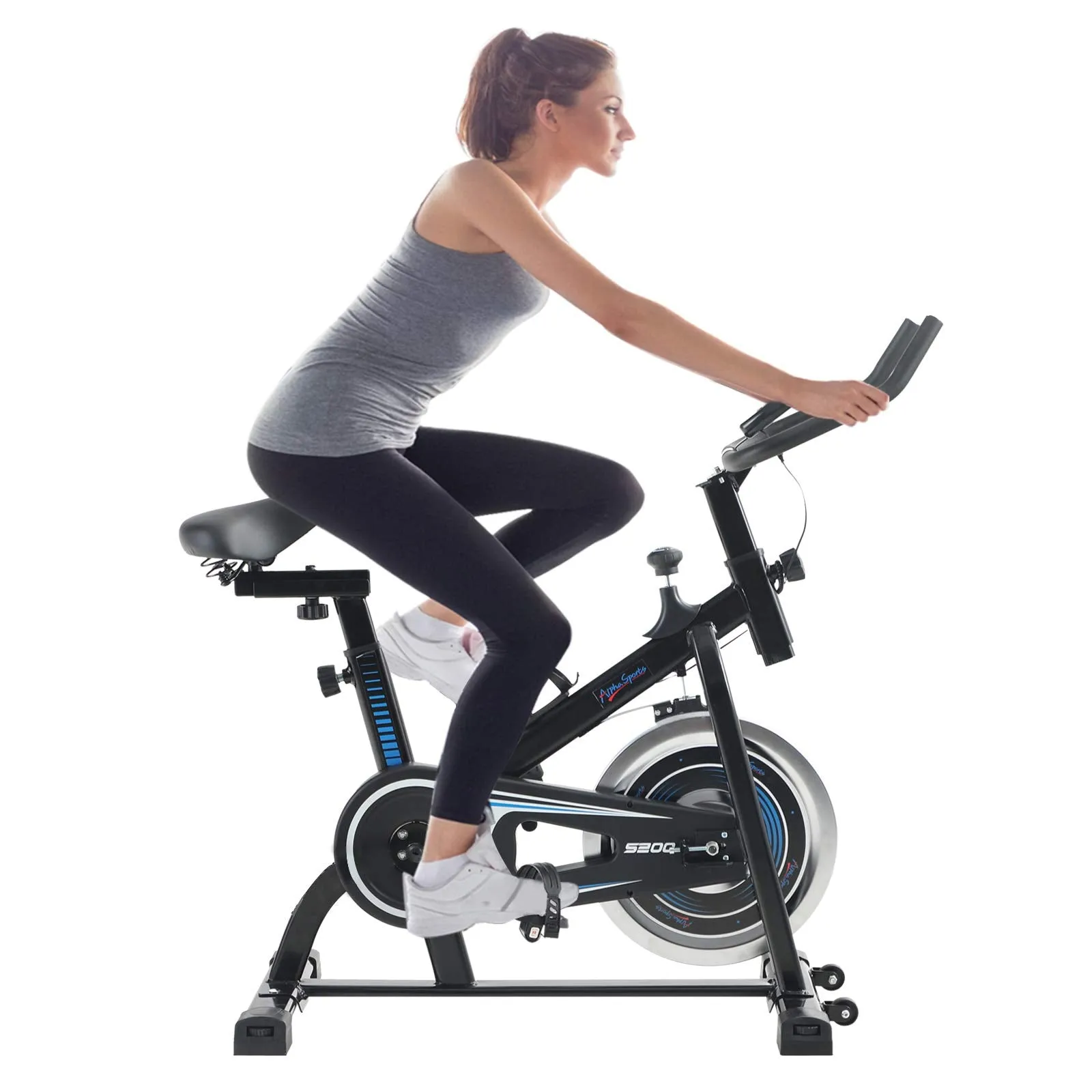 Alpha Sports Indoor Stationary Belt Drive Exercise Cycling Bike