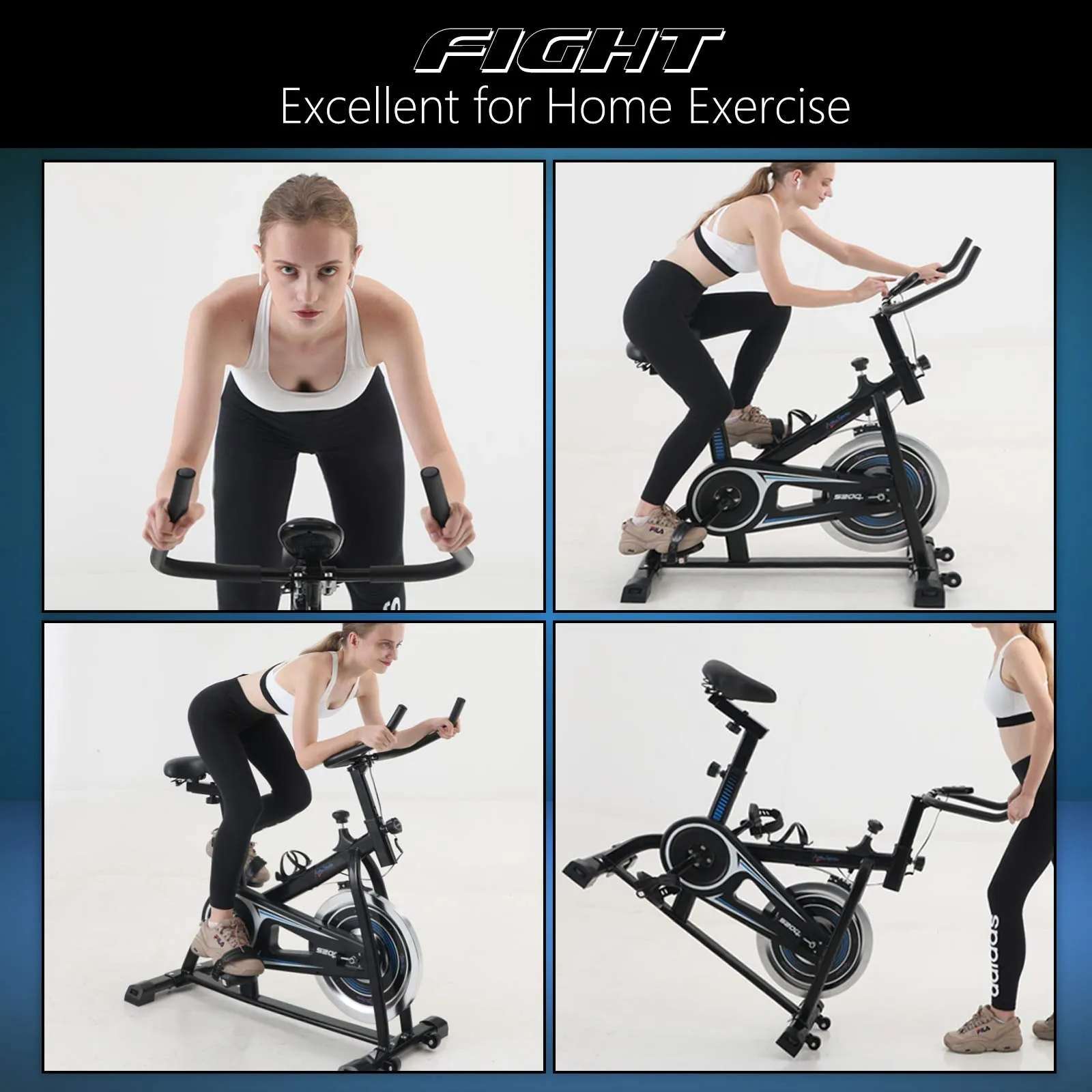 Alpha Sports Indoor Stationary Belt Drive Exercise Cycling Bike