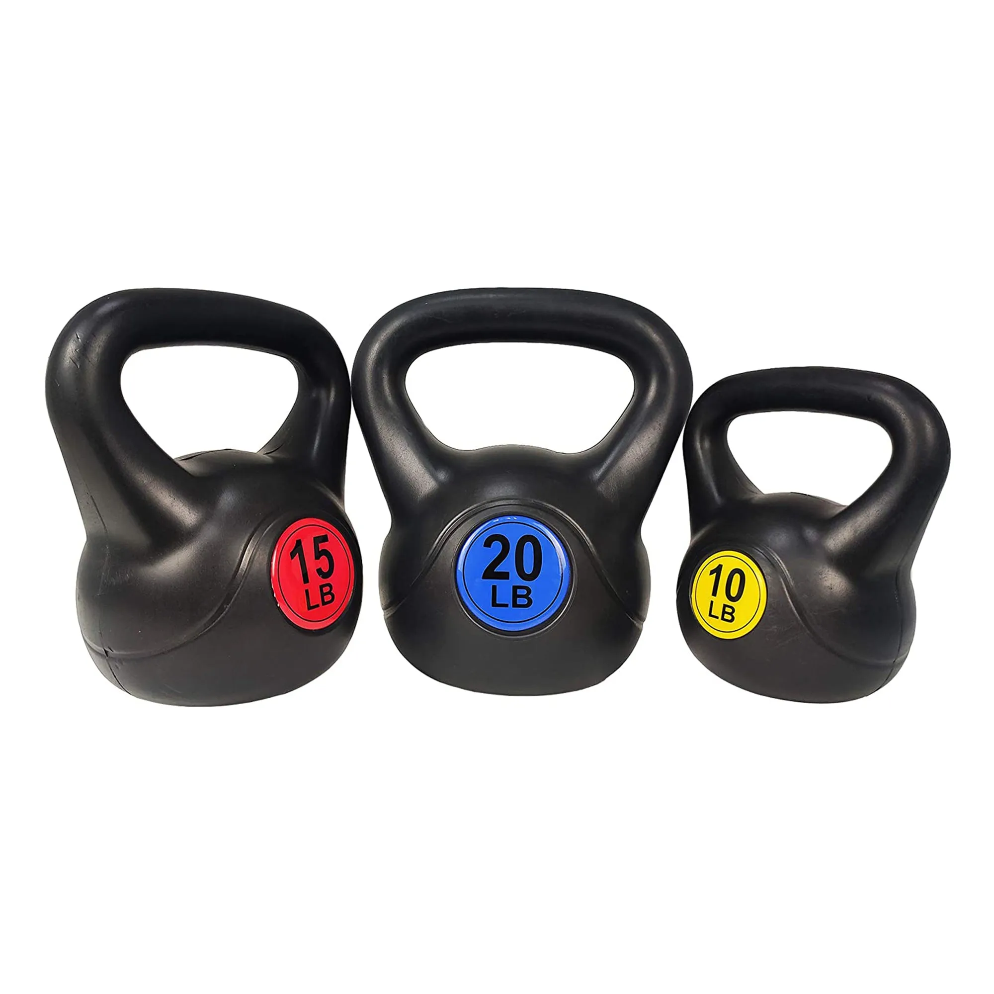 BalanceFrom Kettlebell Fitness Weights, Set of 3, 10, 15, and 20 Pounds (Used)