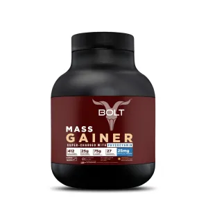 Bolt Mass Gainer | Weight Gainer | Supercharge With Phycocyanin | 25G Protein, 75G Carbs & 412 Calories Per Servings Muscle & Weight Gain Objectives |Piedmont Chocolate, Powder