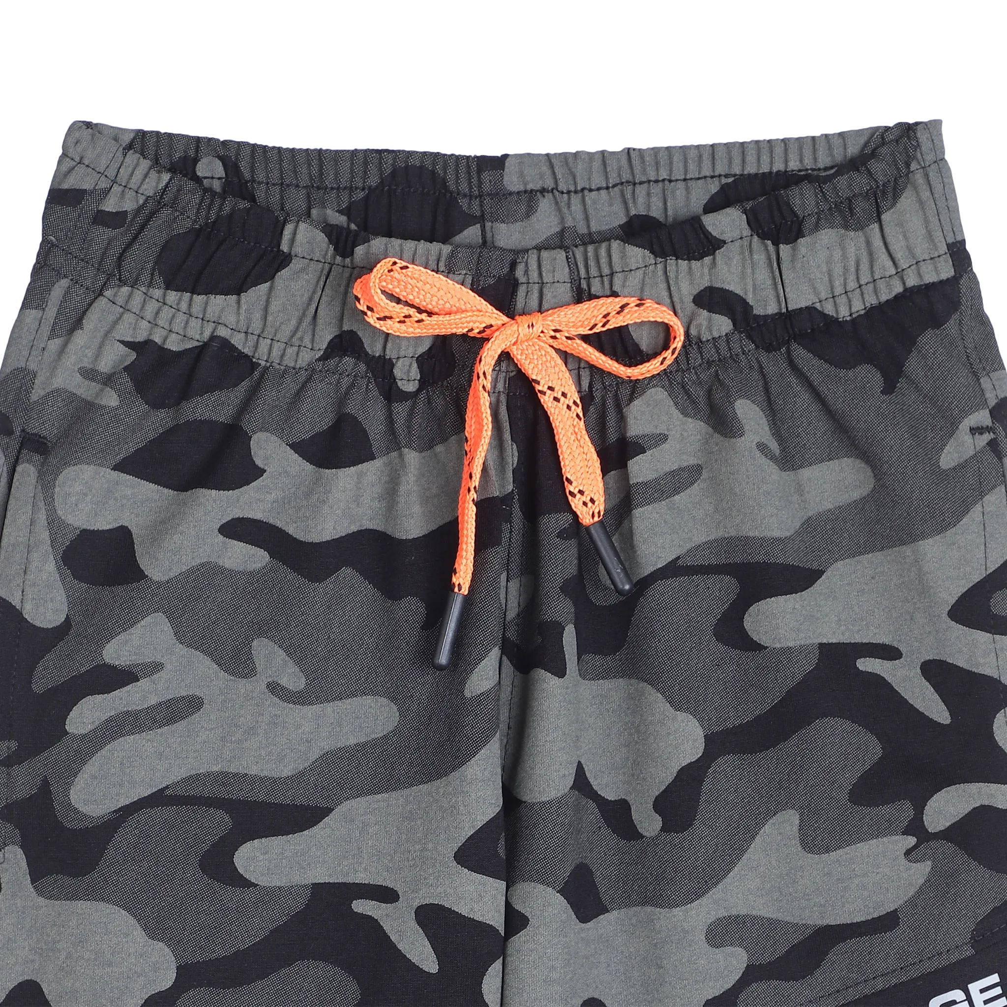 Boys Black Camouflage Printed Bermuda