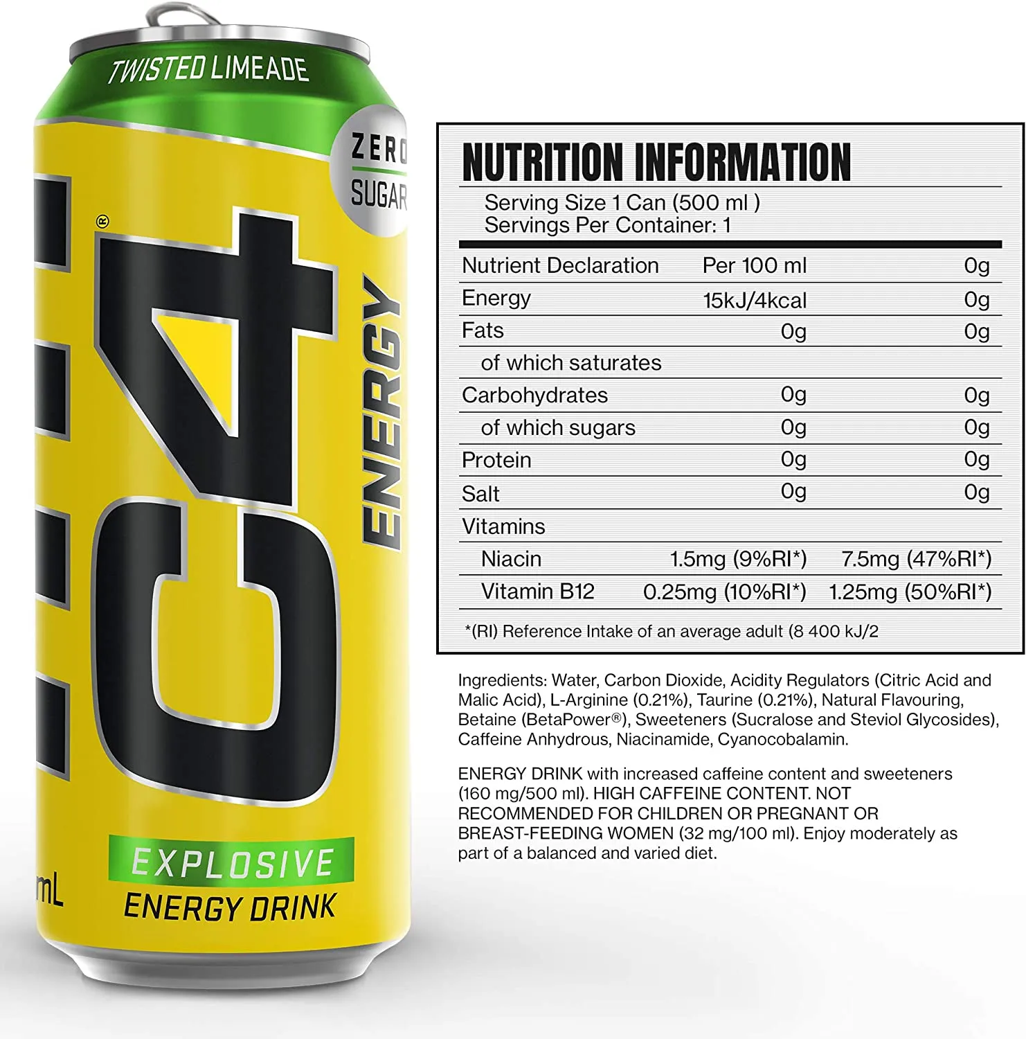 C4 Twisted Limeade Energy Drink 12 x 500ml