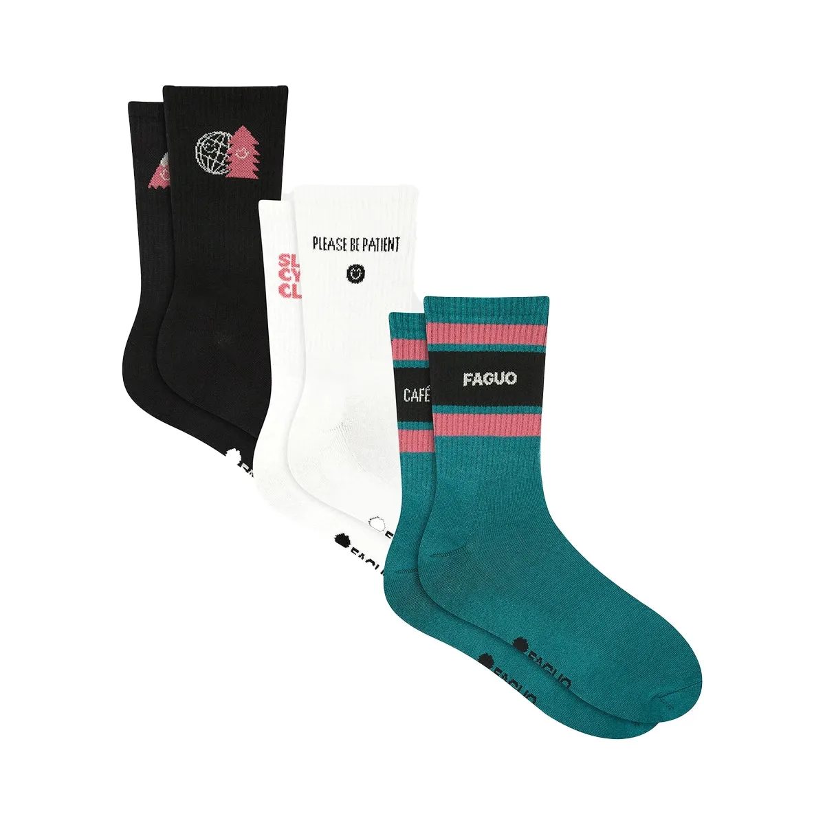 CAFE DU CYCLISTE X FAGUO Sport Socks x3 Pack - Multicolour