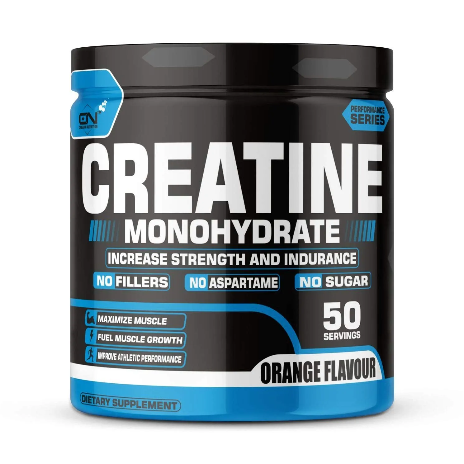 Canada Nutrition Creatine Monohydrate, Strength, Reduce Fatigue, 100% Pure Creatine, Lean Muscle Building, Supports Muscle Growth, Athletic Performance, Recovery [50 Servings, Orange] Free Shaker