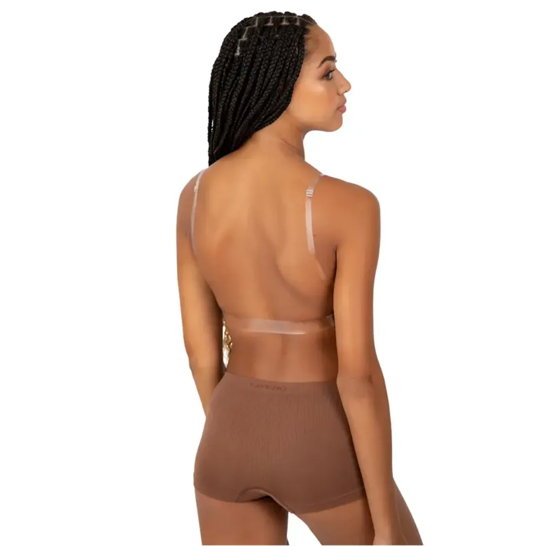 Capezio Deep Neck Clear Back Bra - Nude