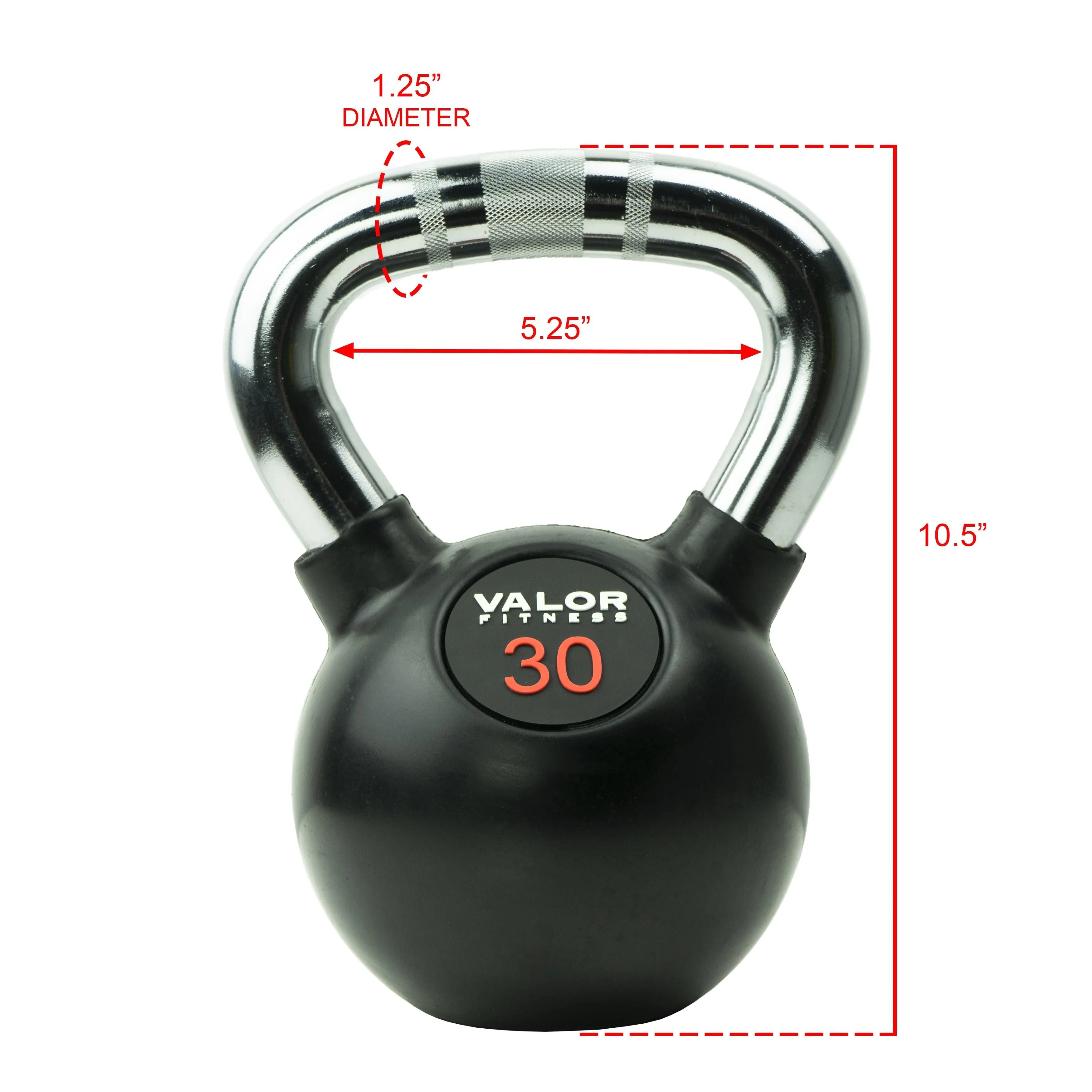 Chrome Handle Rubber Coated Kettlebells (8-70lbs)