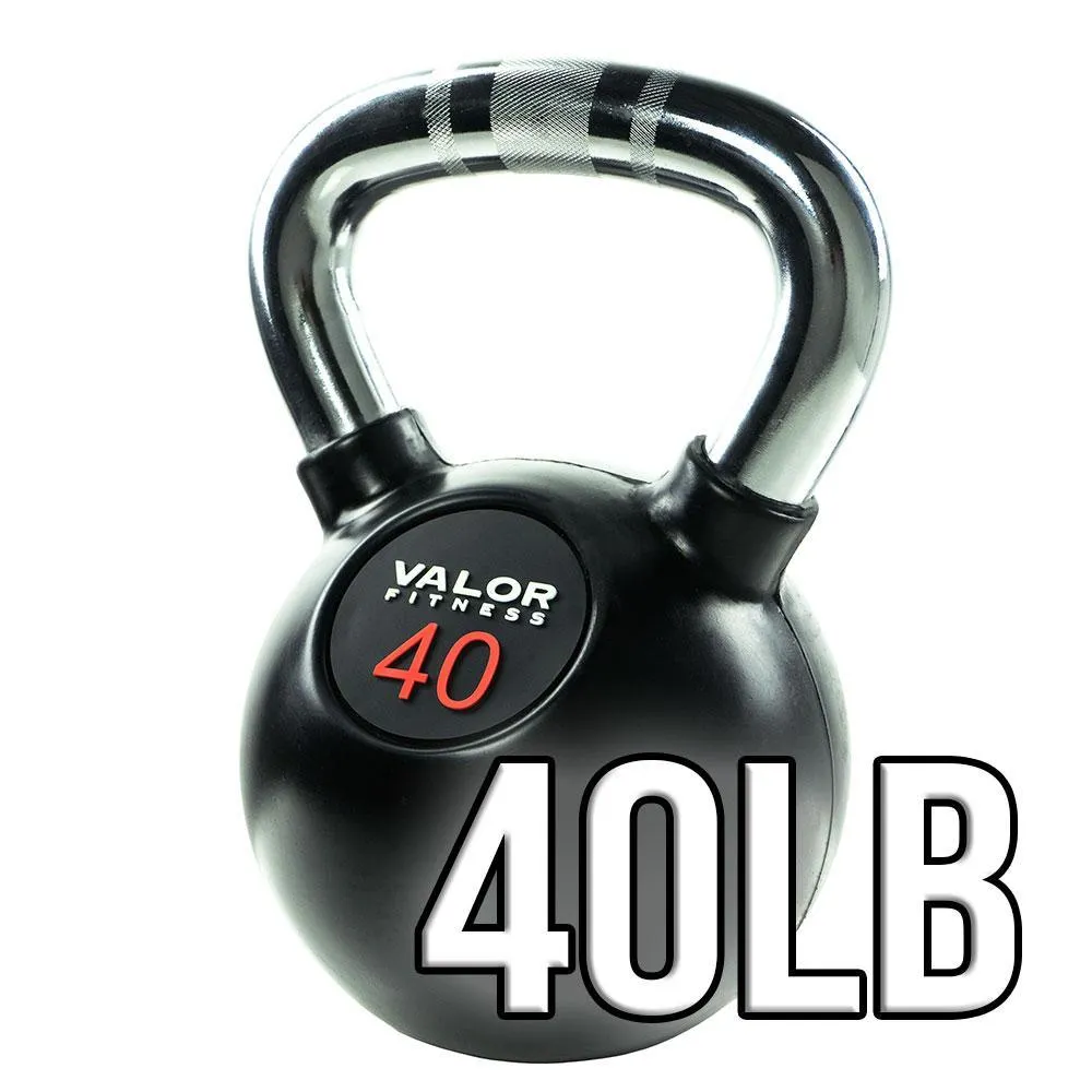 Chrome Handle Rubber Coated Kettlebells (8-70lbs)