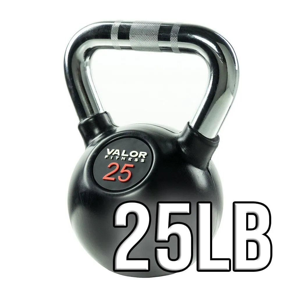 Chrome Handle Rubber Coated Kettlebells (8-70lbs)