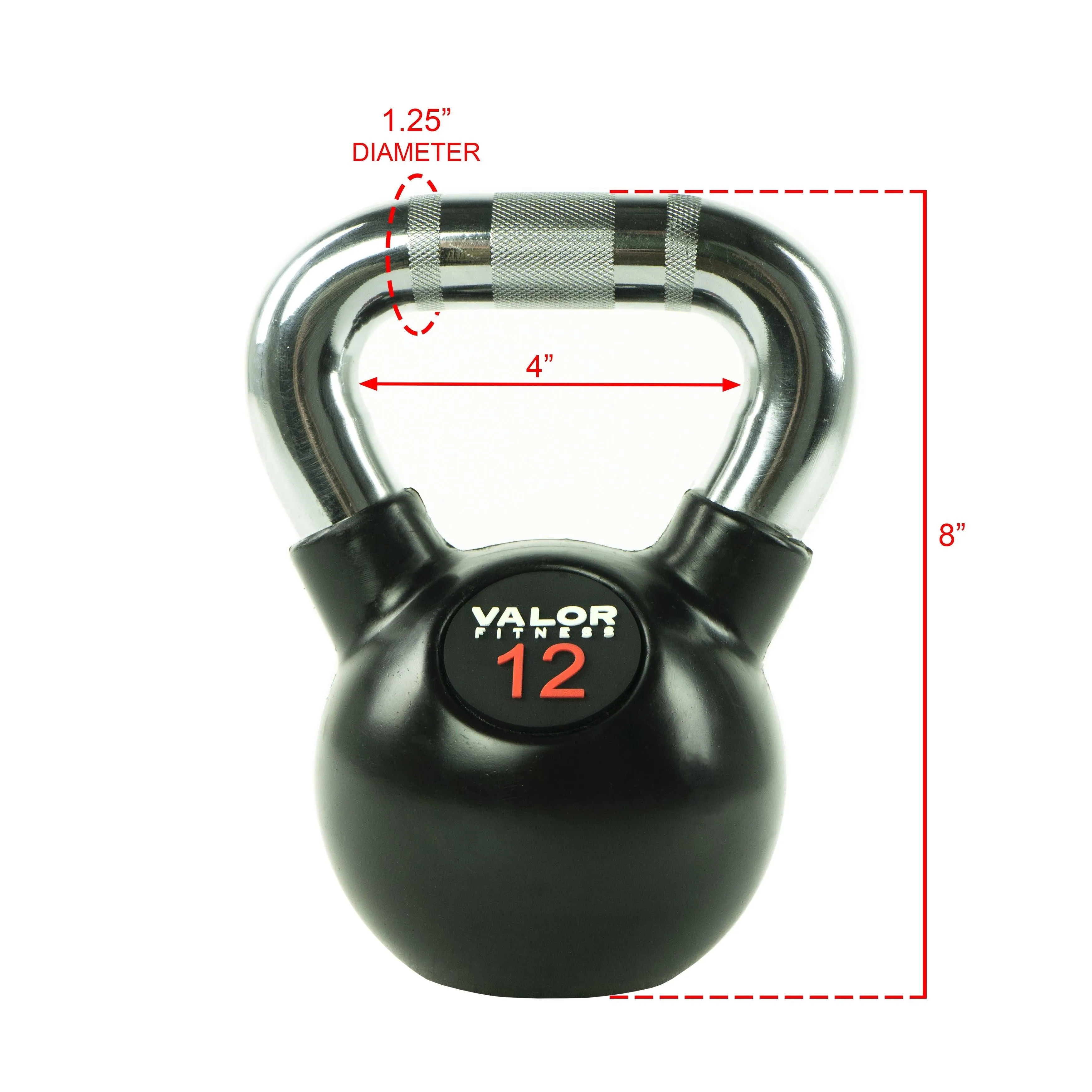 Chrome Handle Rubber Coated Kettlebells (8-70lbs)