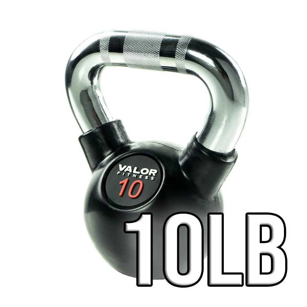 Chrome Handle Rubber Coated Kettlebells (8-70lbs)