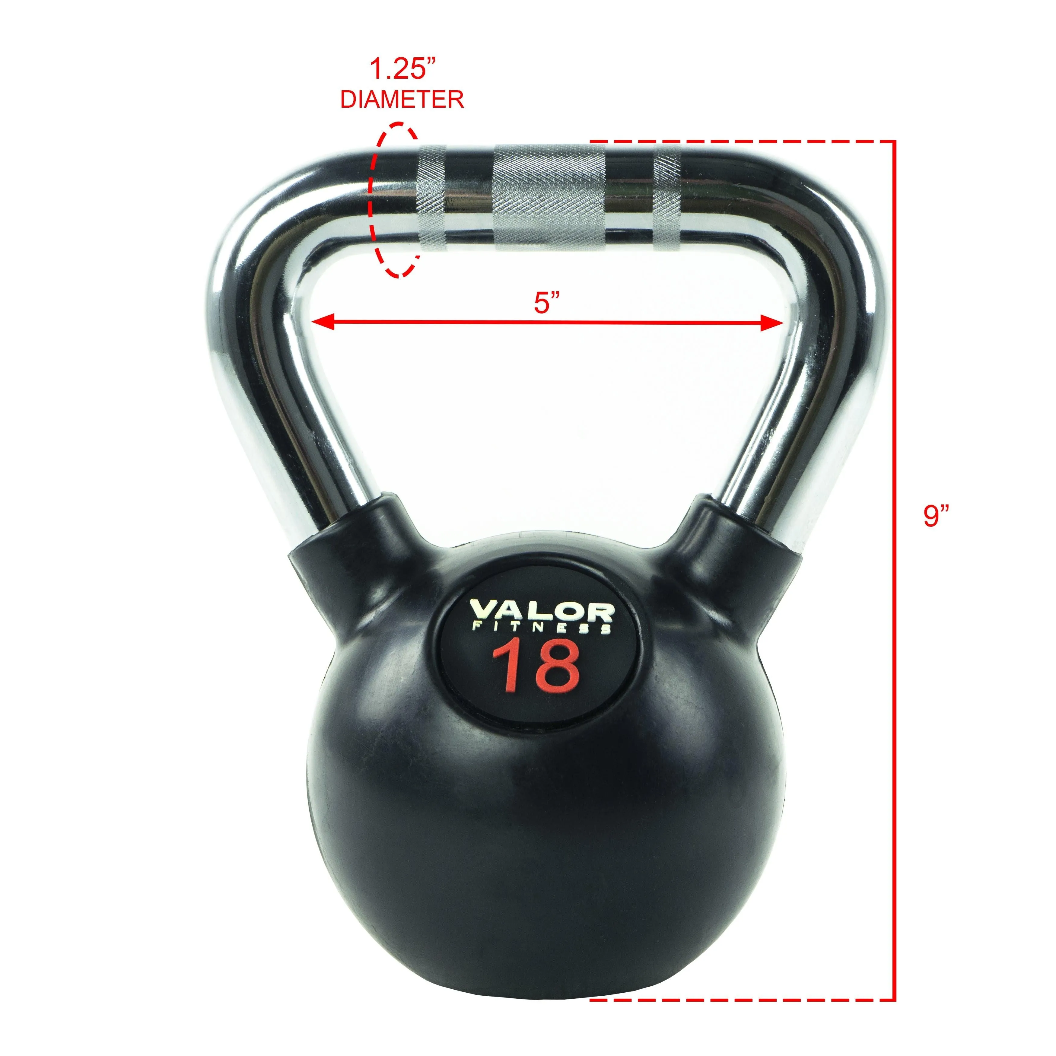 Chrome Handle Rubber Coated Kettlebells (8-70lbs)