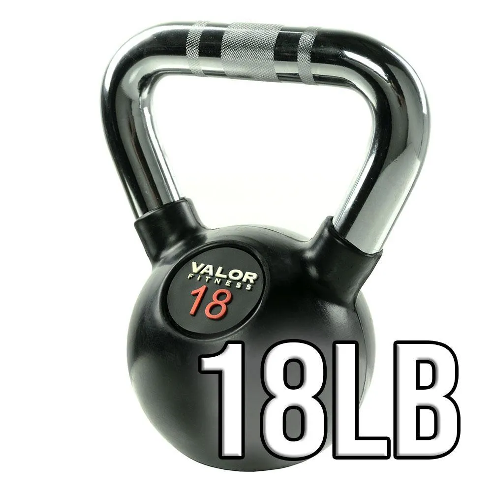 Chrome Handle Rubber Coated Kettlebells (8-70lbs)