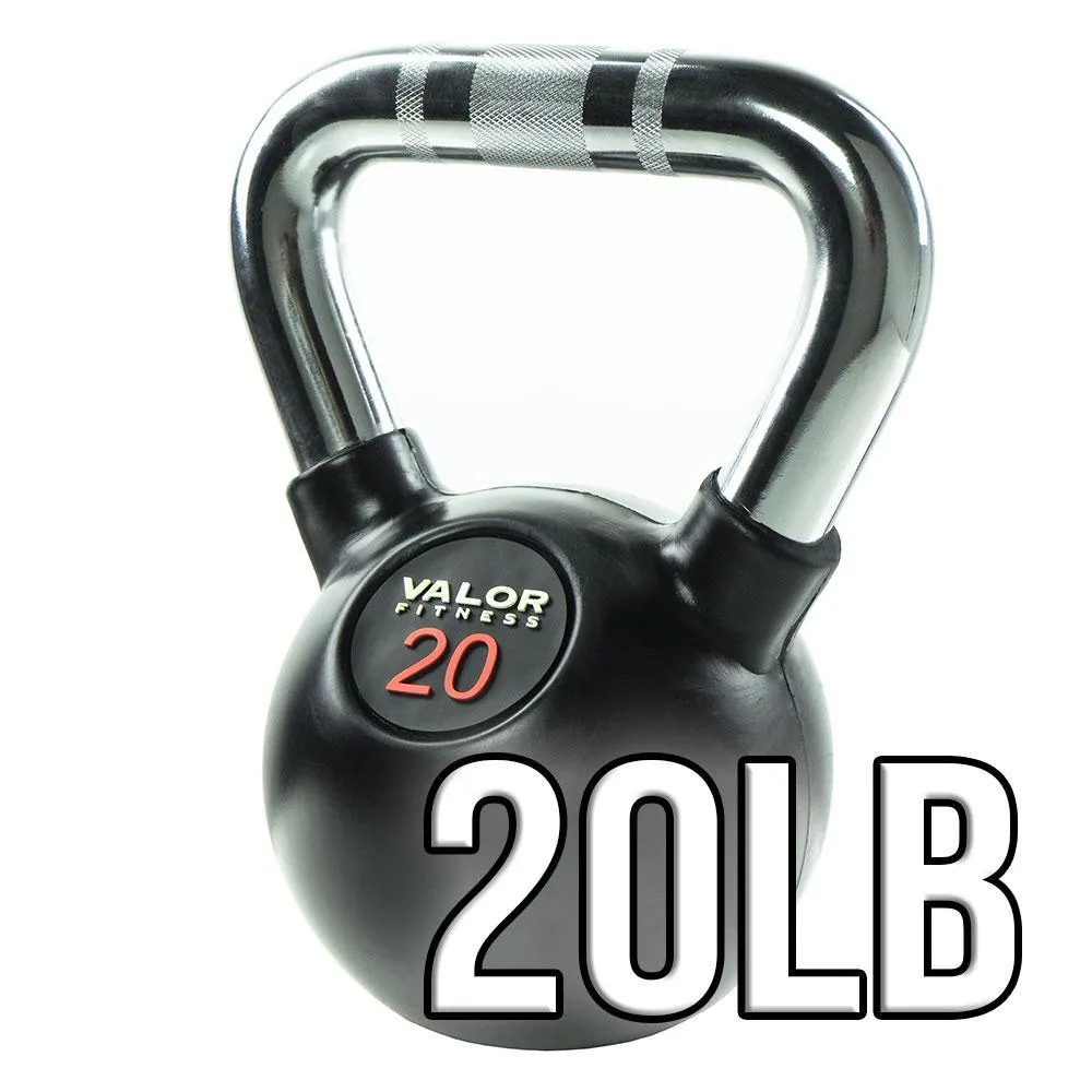 Chrome Handle Rubber Coated Kettlebells (8-70lbs)