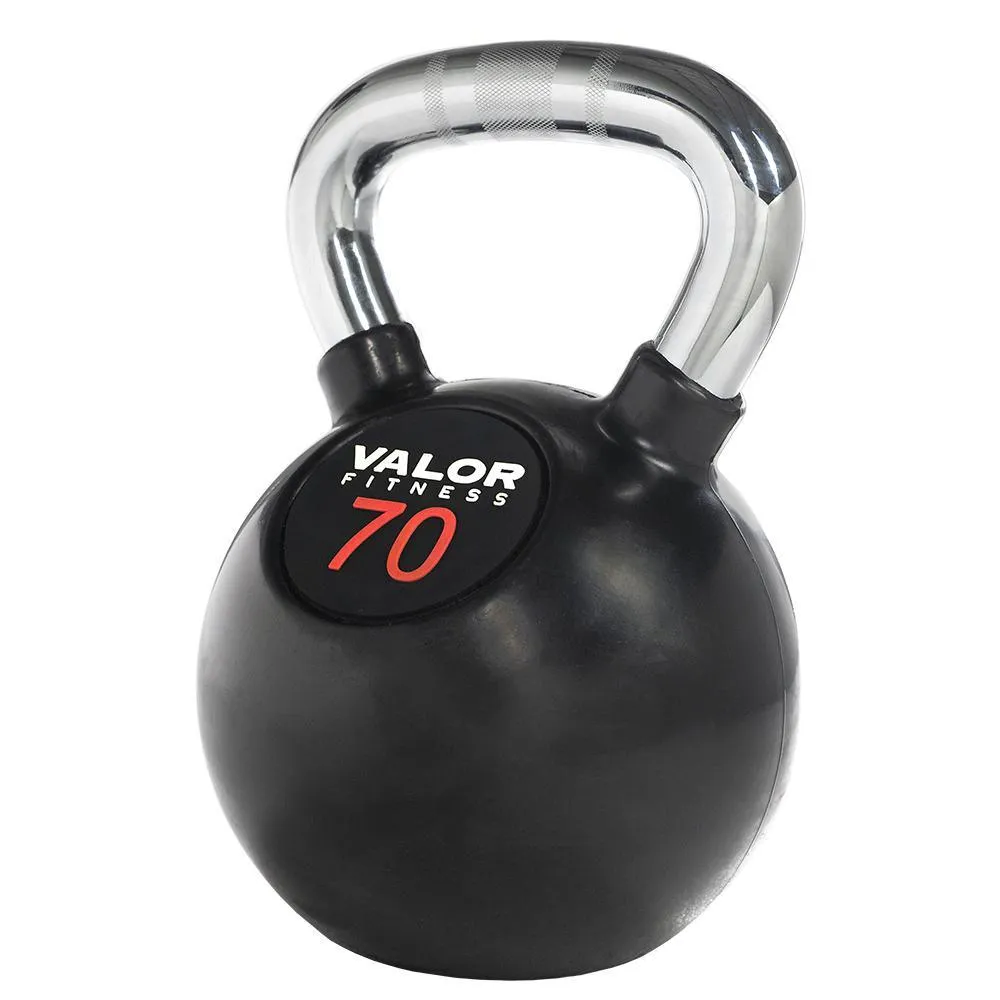 Chrome Handle Rubber Coated Kettlebells (8-70lbs)