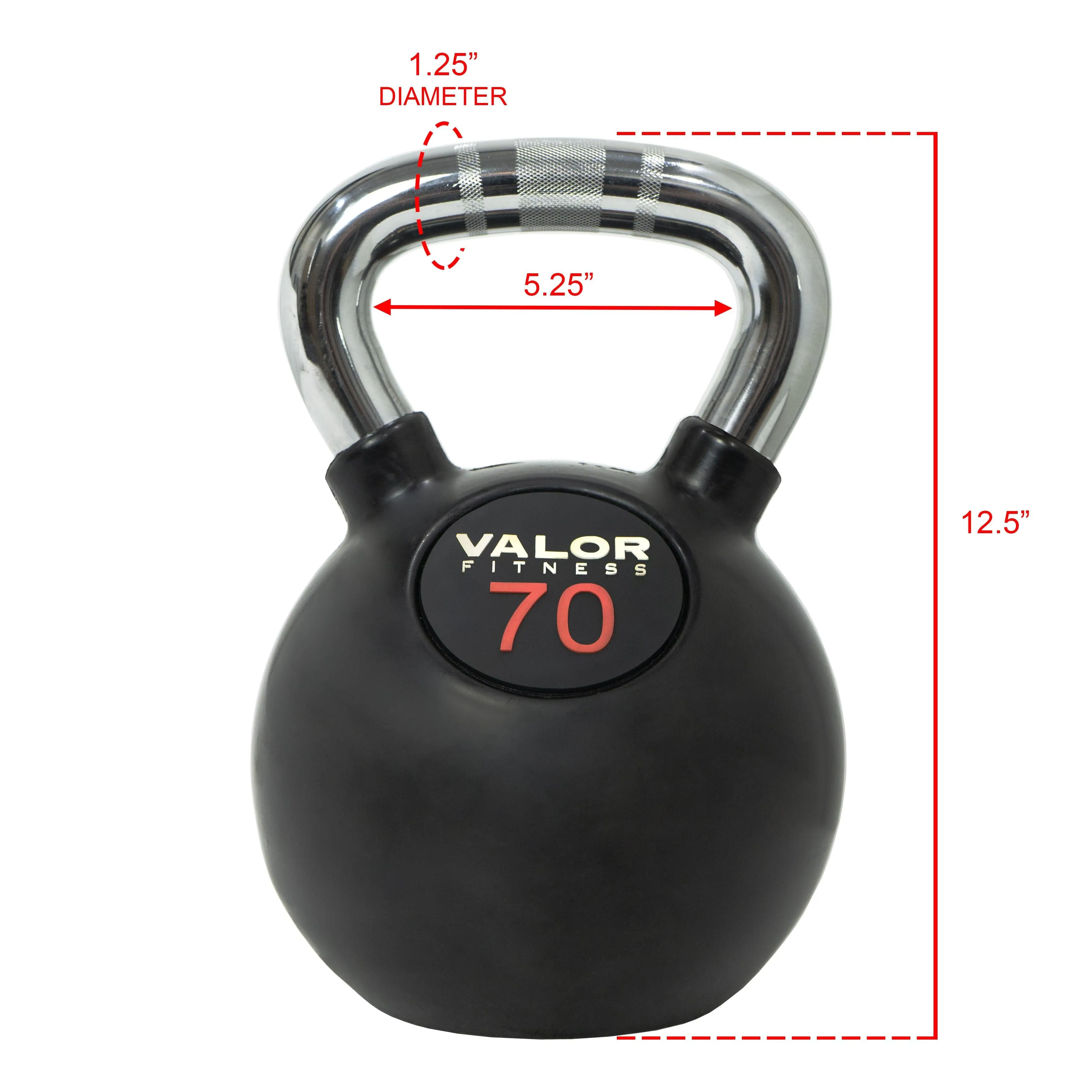 Chrome Handle Rubber Coated Kettlebells (8-70lbs)