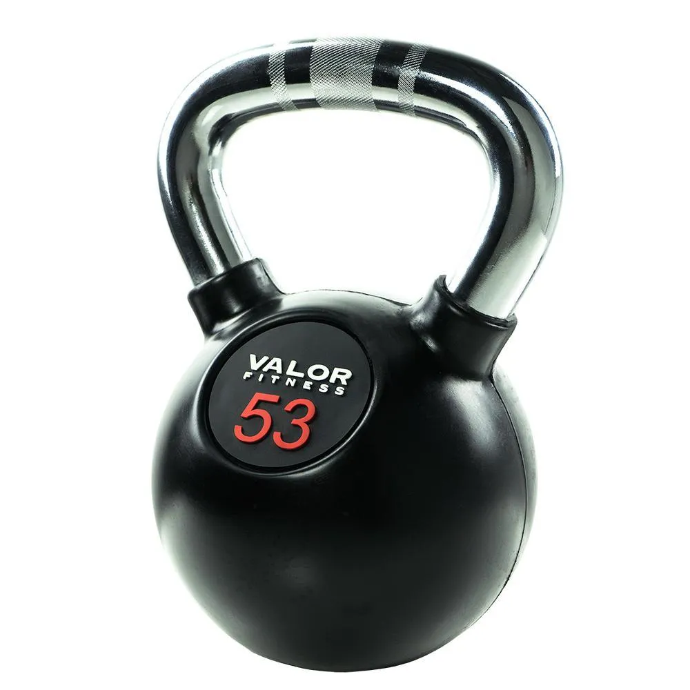 Chrome Handle Rubber Coated Kettlebells (8-70lbs)