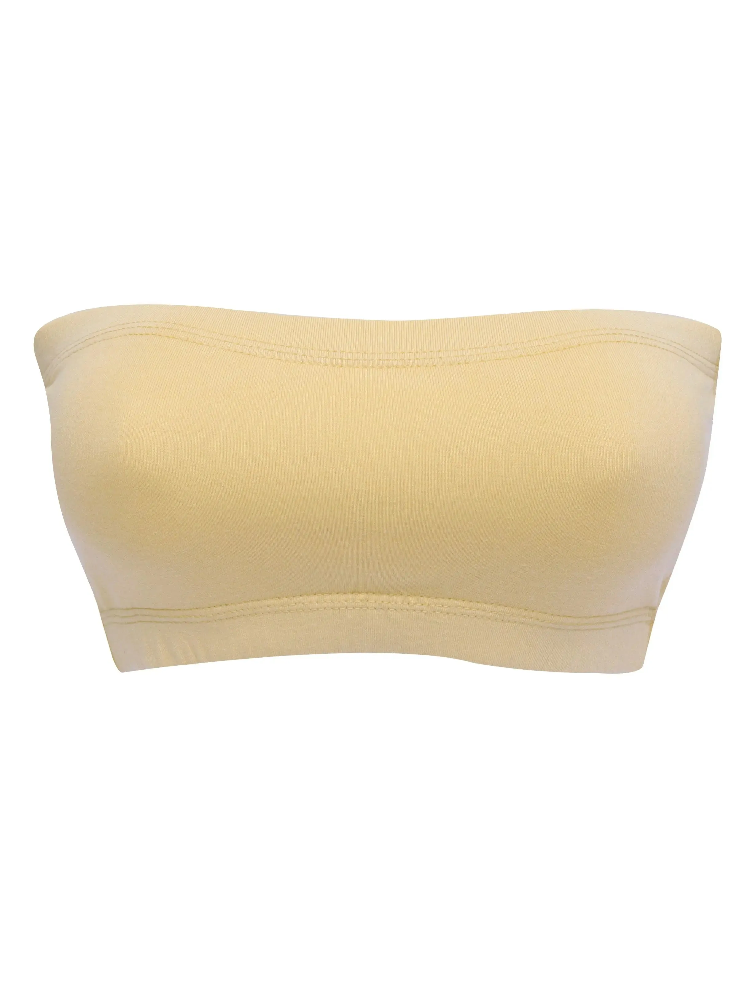 Cotton Strapless Bra | Double-Layer | Non-Padded Bandeau Bra | Solid