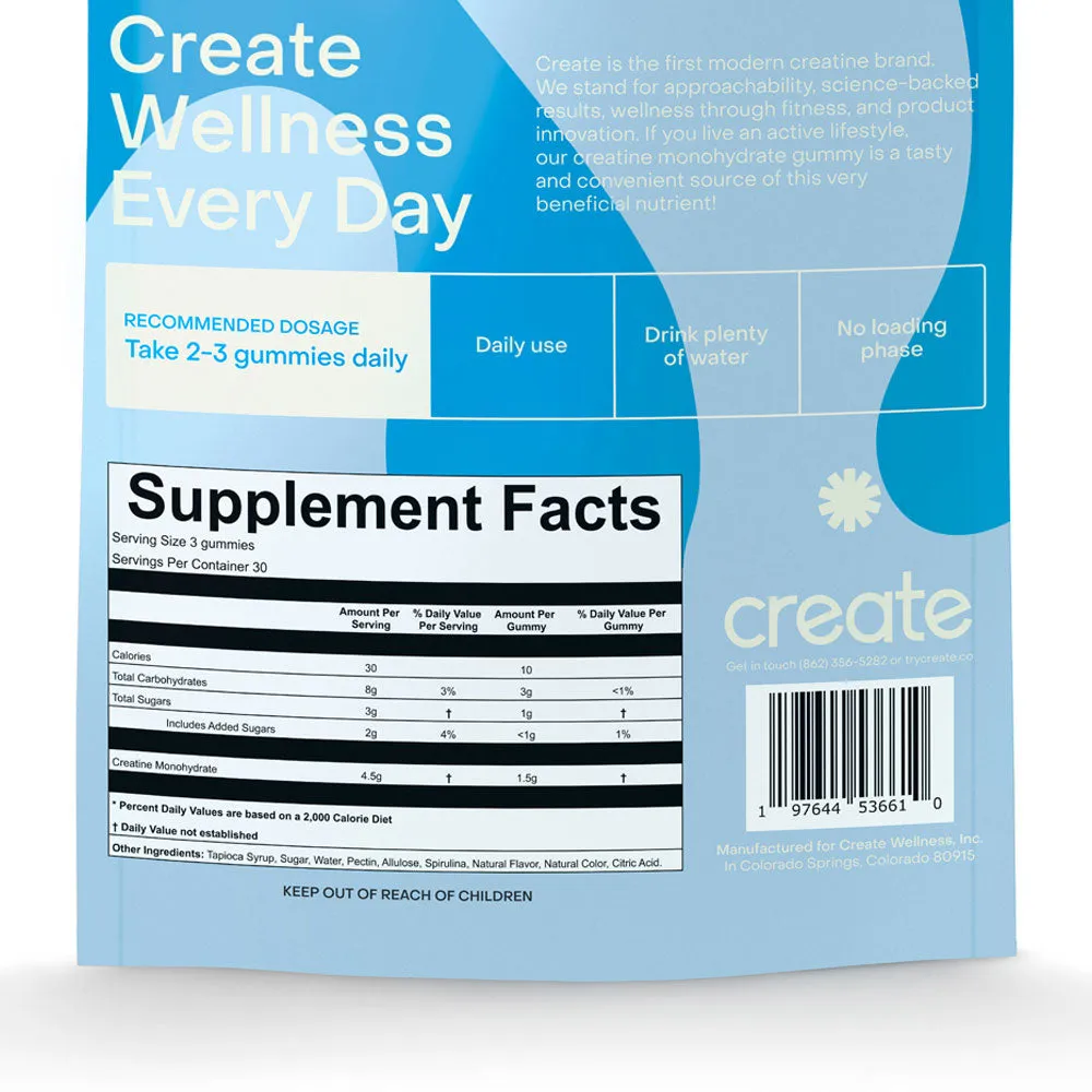 Creatine Monohydrate Gummies Blue Raspberry - 180 Count