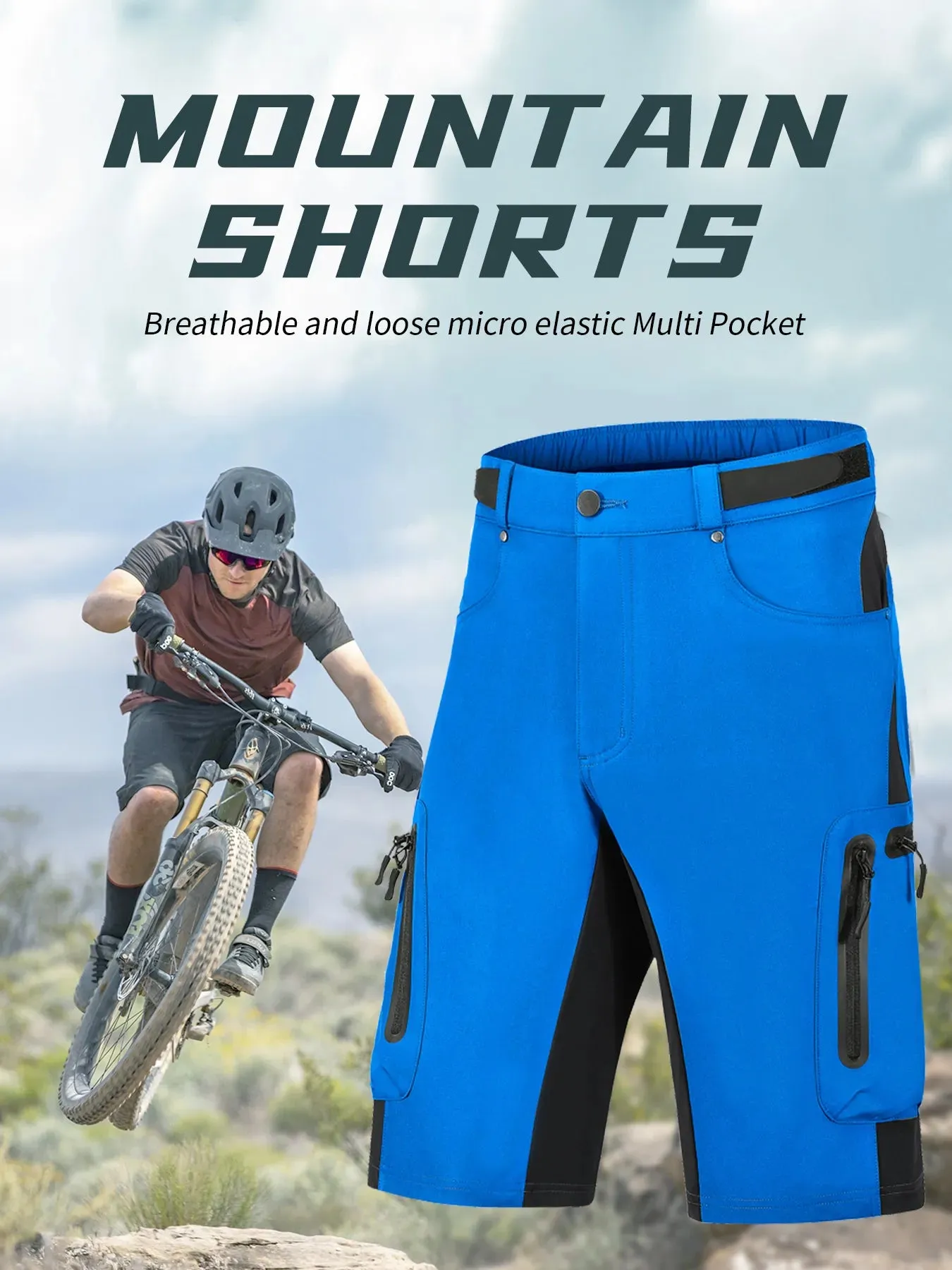 Cycling Shorts Men's mountain bike outdoor sports Breathable loose fit for running cycling zipper pocket