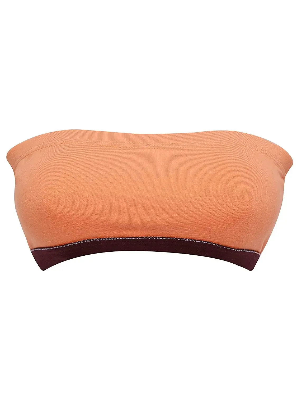 DOUBLE-LAYER COTTON STRAPLESS BRA | NON-PADDED TUBE BRA | SOLID ORANGE