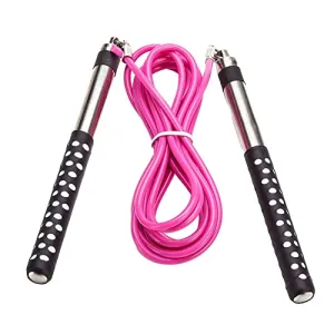 DYNAPRO - Freestyle Jump Rope, Speed Rope with Long Aluminum Handles, Easy to Adjust Jump Ropes for Fitness, Freestyling, Double Unders, Crossovers, HIIT and More, Pink