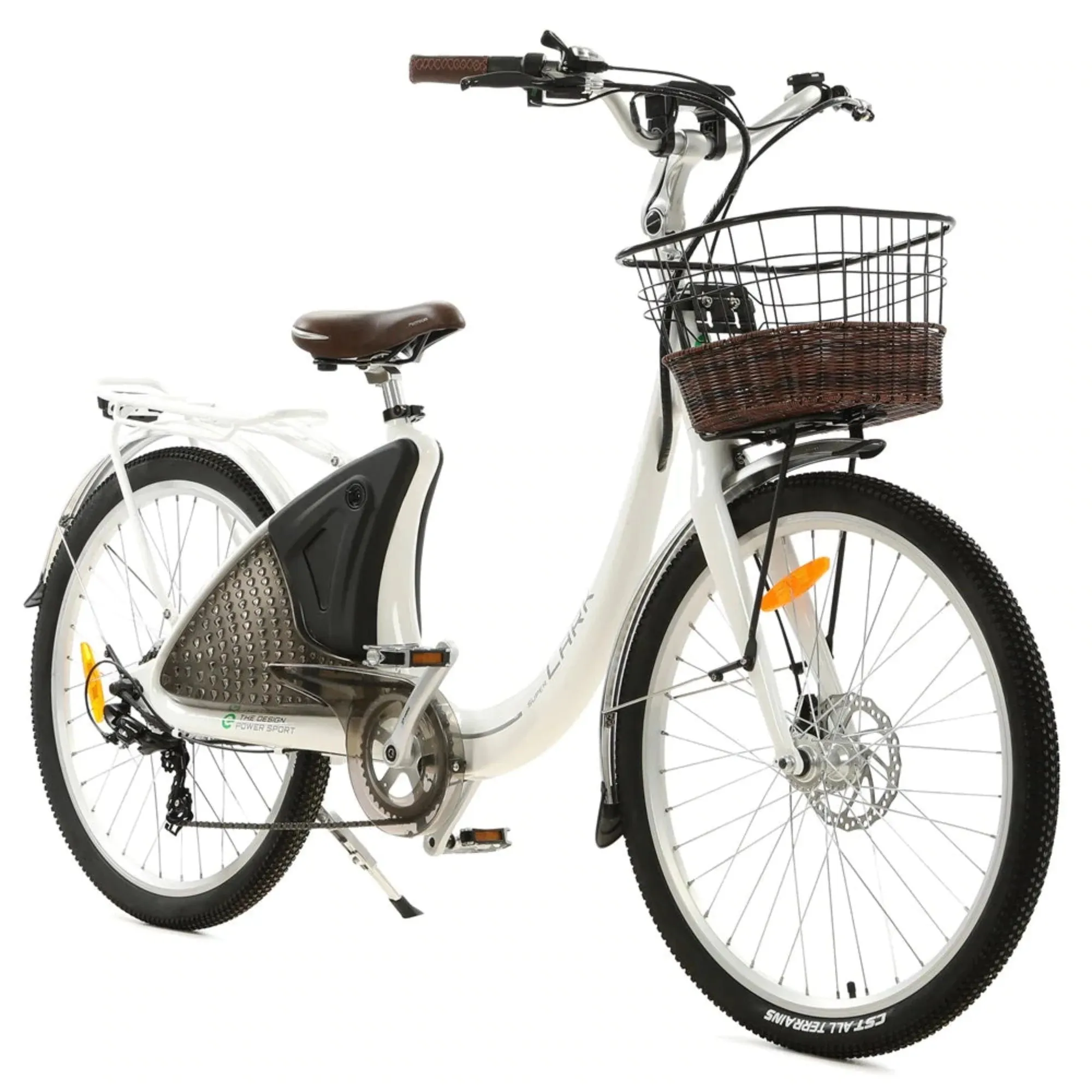 Ecotric 500W Lark Women's City Electric Bike - White