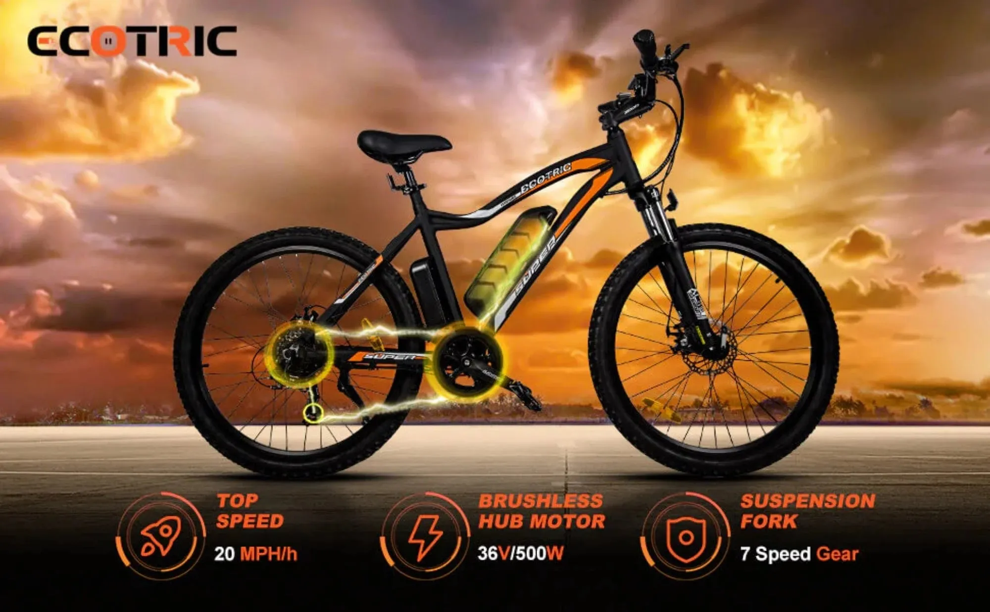 Ecotric 500W Leopard Mountain Electric Bike