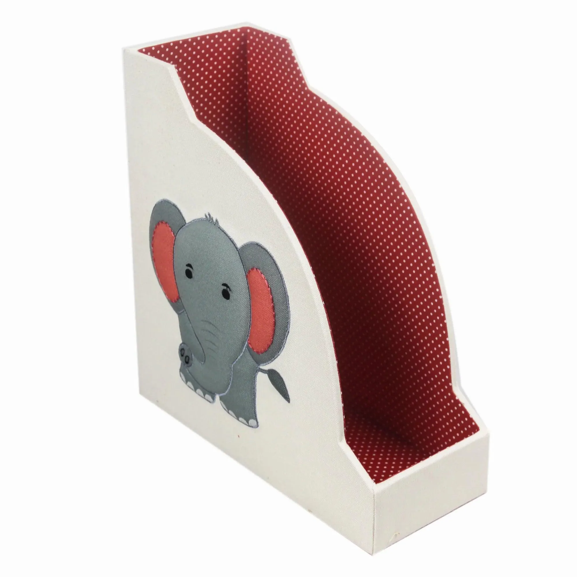 Elephant Design Set of 2 Book / Magazine Holder With Stationary Tray