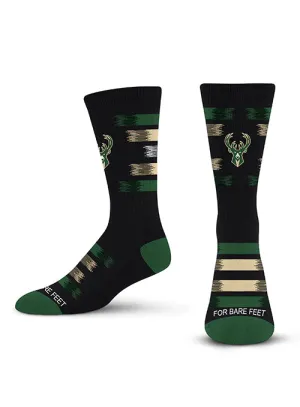 For Bare Feet Milwaukee Bucks Fade To Black Crew Socks