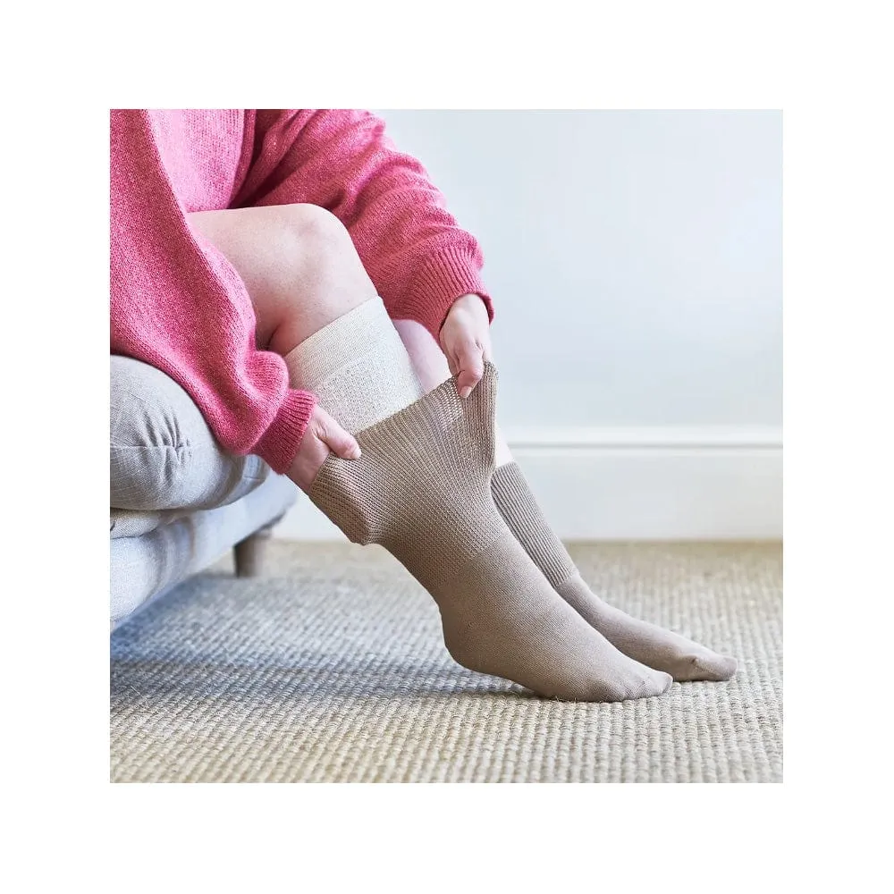 Fuller Fit Socks CALF LENGTH For Very Swollen Feet - Beige