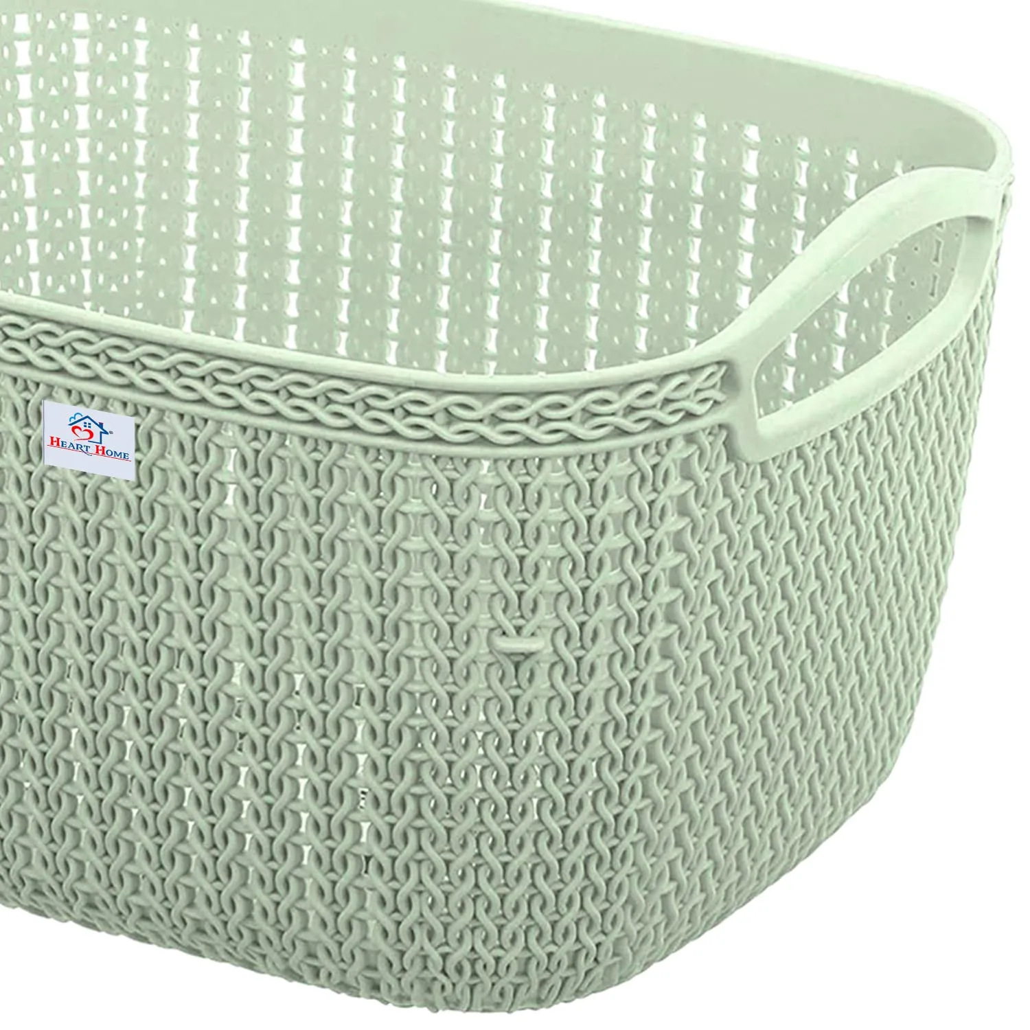 Heart Home Q-5 Designer Plastic Storage Basket For Store Fruits, Vegetables, Magazines, Cosmetics, Stationary Pack of 2 (Beach & Green)-50HH01638