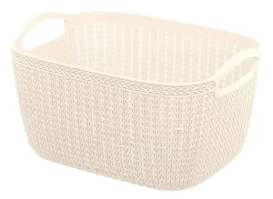 Heart Home Unbreakable Plastic Multipurpose Large Size Flexible Storage Baskets/Fruit Vegetable Bathroom Stationary Home Basket with Handles (Cream) - (CTHH017203)