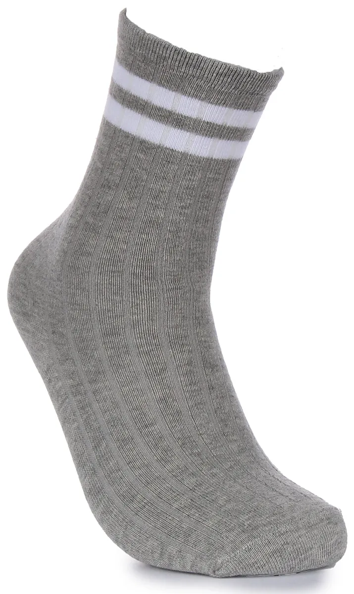 Justinreess England 2 Pair Socks In Grey White Stripe