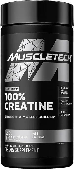 Muscletech Platinum 100% Creatine Creapure 100 Vege Capsules