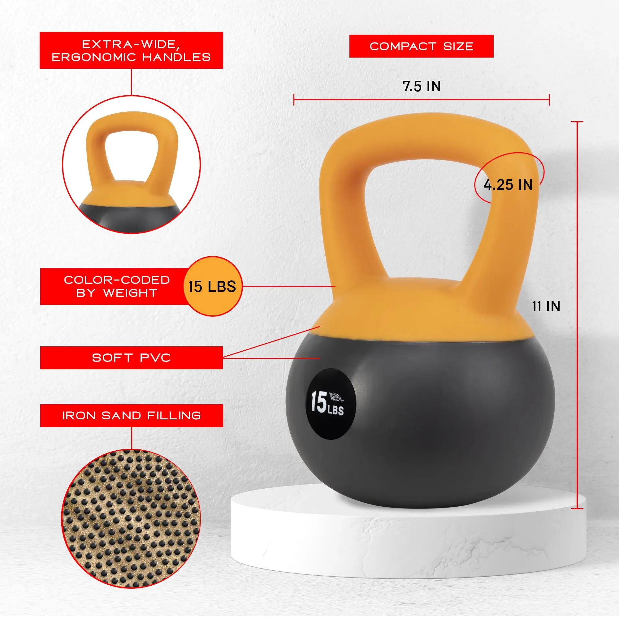 NonZero Gravity 15lb Iron Sand Soft Kettlebell