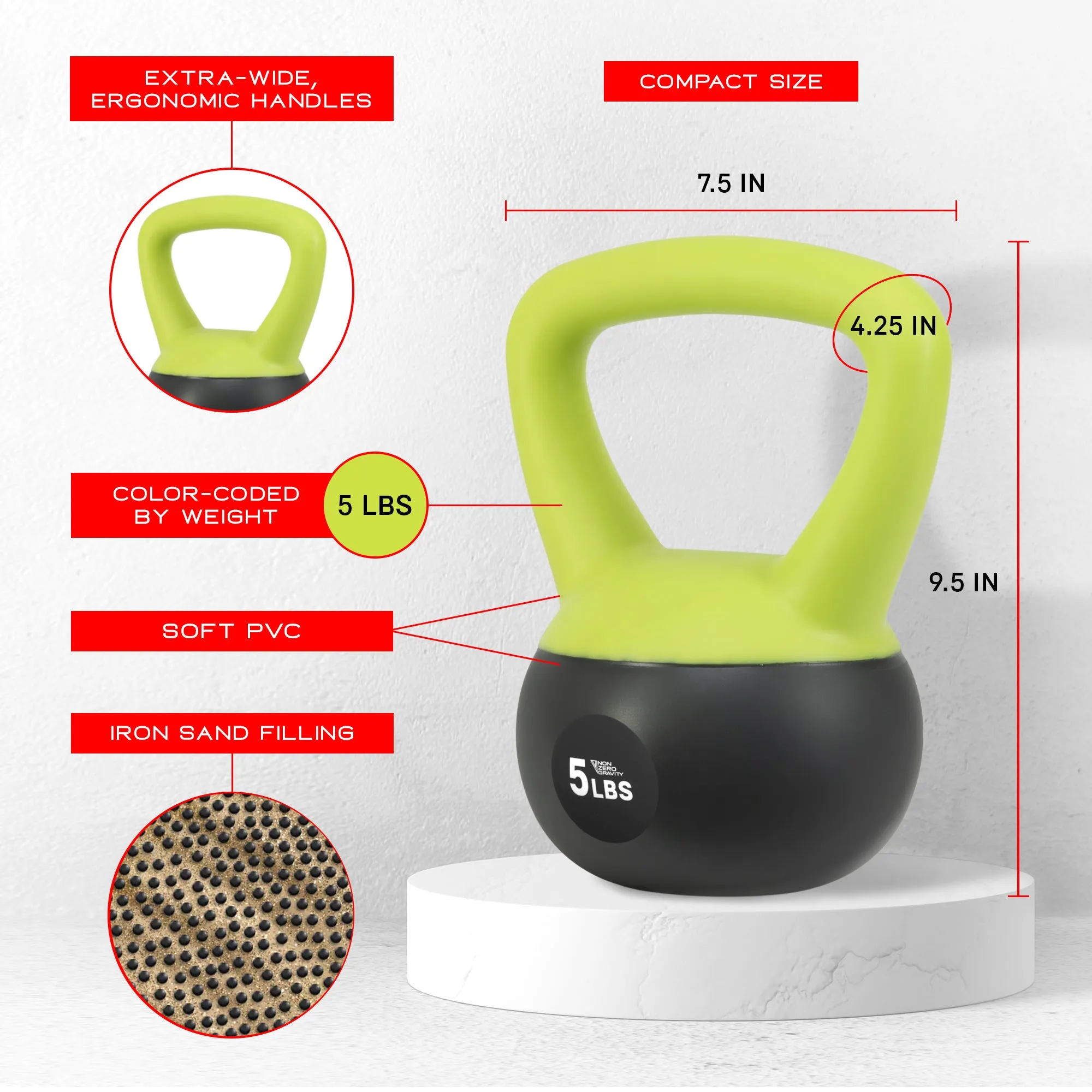 NonZero Gravity 5lb Iron Sand Soft Kettlebell