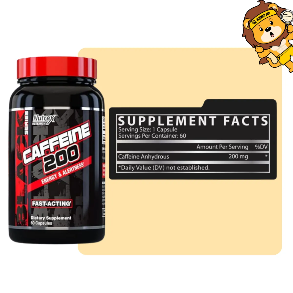 Nutrex Research, Caffeine 200, 60 capsules