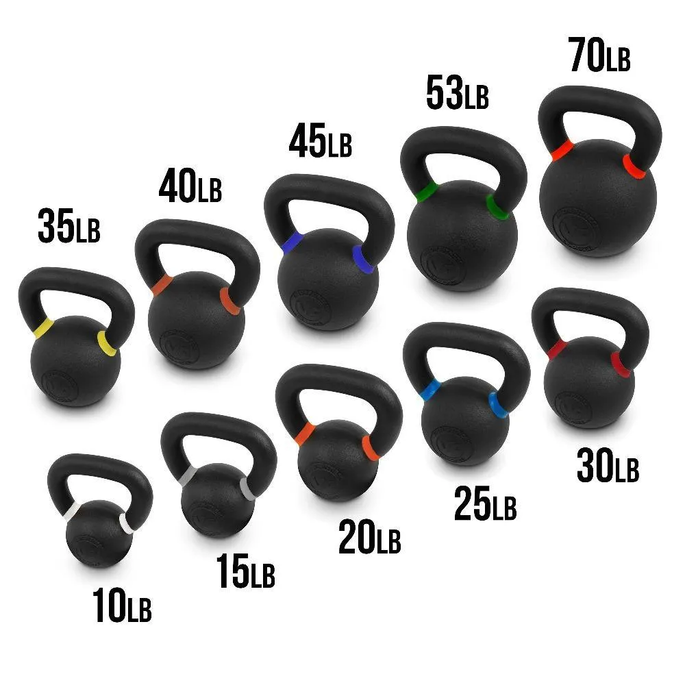 Powder Coated Cast Iron Kettlebells (10-70lbs)