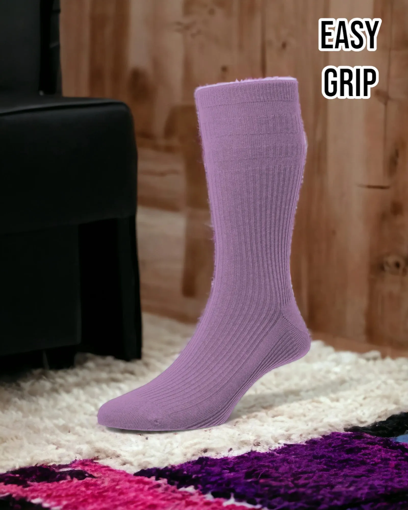 Purple Wool Rich Easy Grip Socks