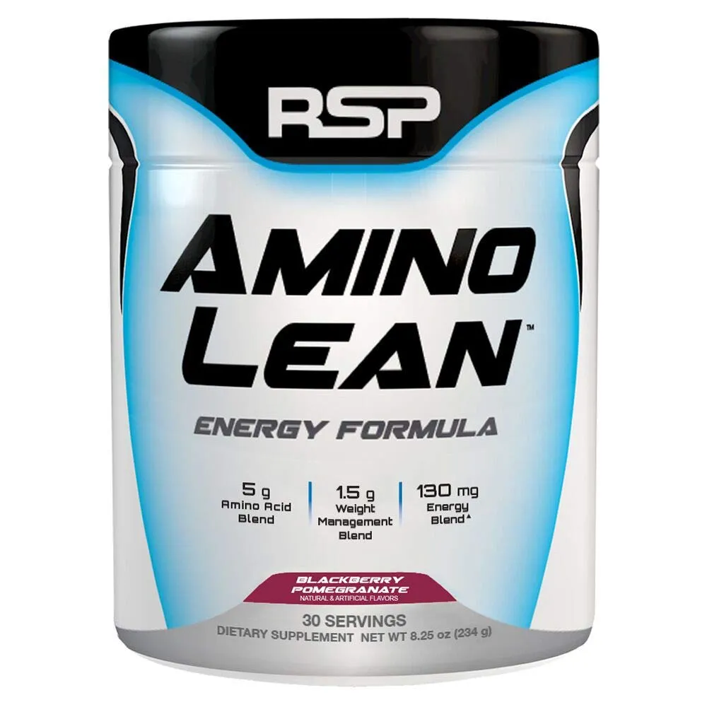 RSP AminoLean - All-in-One Pre Workout, Amino Energy, Weight Management Supplement with Amino Acids, Complete Preworkout Energy for Men & Women, Blackberry Pom, 30 (Packaging May Vary)