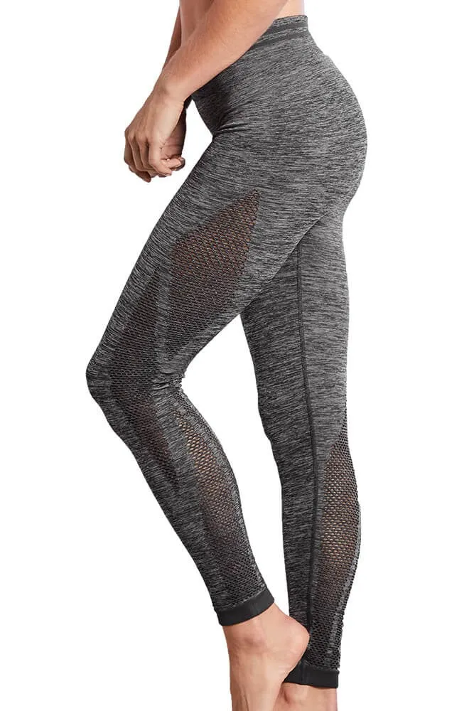 Seamless Melange Sports Tights - Grey Melange #44582