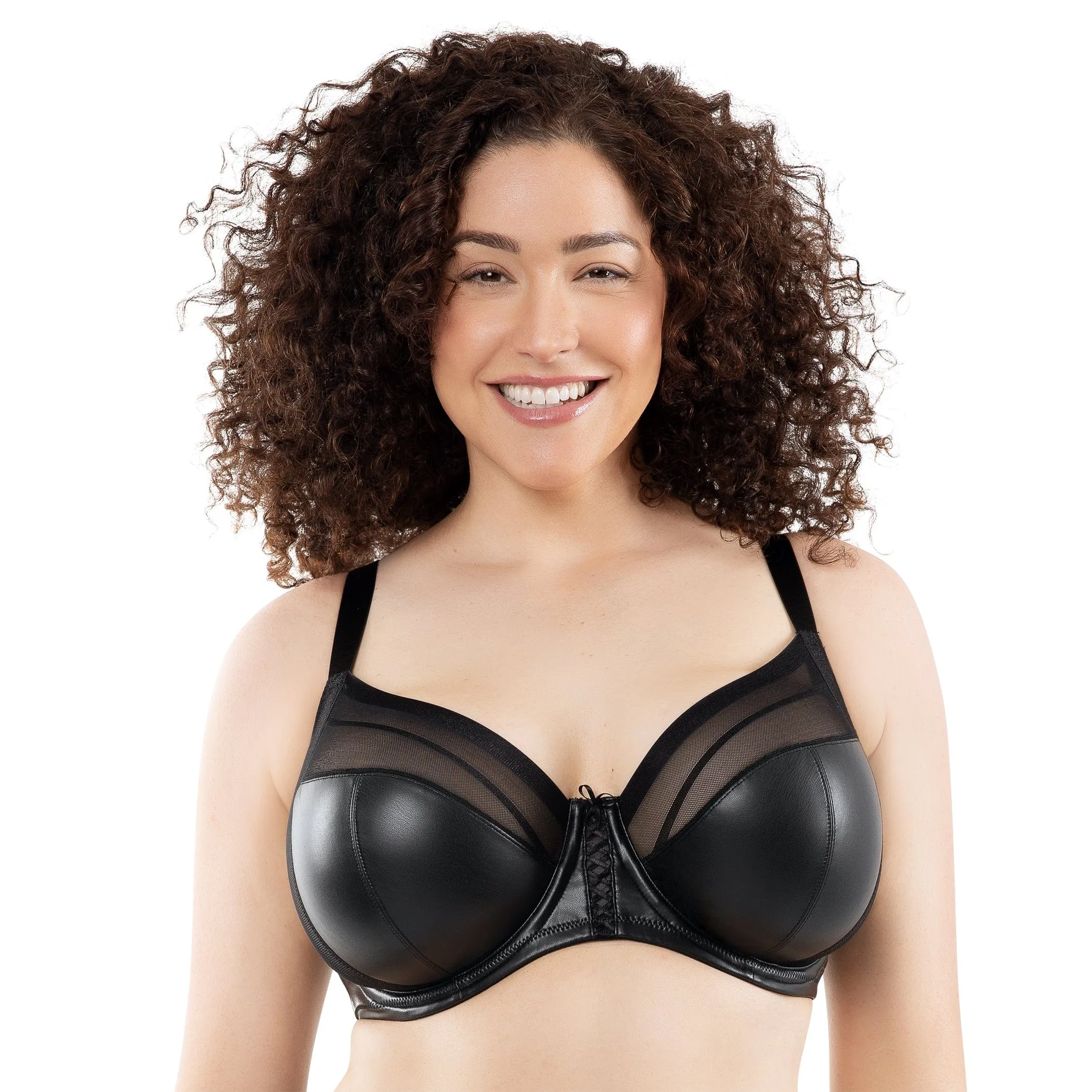 Stevie Unlined Faux Leather Bra - Black