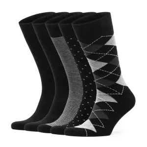 VRD SOCKS Mens Dress Socks - Bamboo Socks for Men - 5-Pack - Size 9-11 / 11-13 - Black