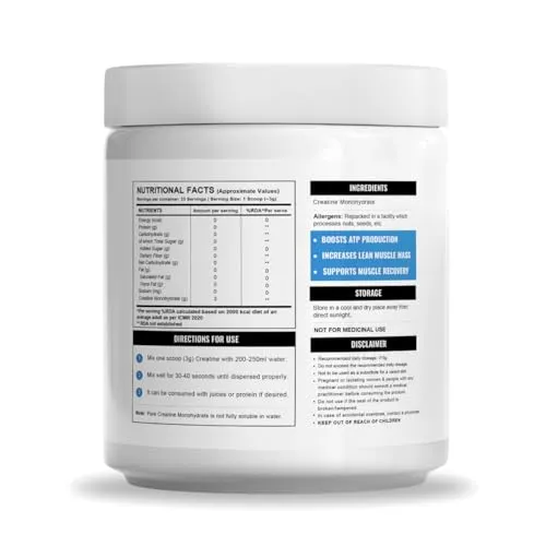 Wellcore - Pure Micronised Creatine Monohydrate (Unflavoured, 33 Servings) | Rapid Absorption | Enhanced Muscle strength & Power