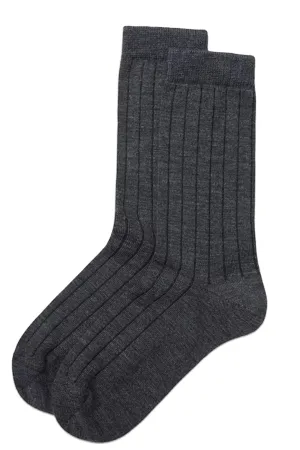 Wide Rib Socks With Wool